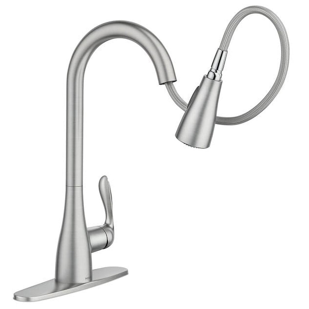 Moen Georgene 87912SRS Spot Resist Stainless Single Handle Pull-down Kitchen Faucet with Sprayer Function (Deck Plate Included)
