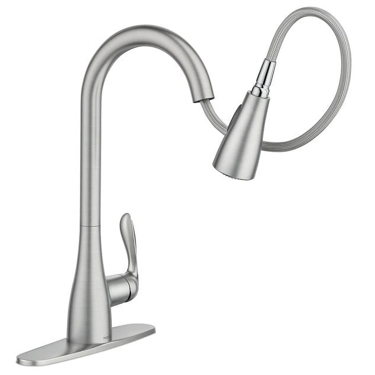 Moen Georgene 87912SRS Spot Resist Stainless Single Handle Pull-down Kitchen Faucet with Sprayer Function (Deck Plate Included)