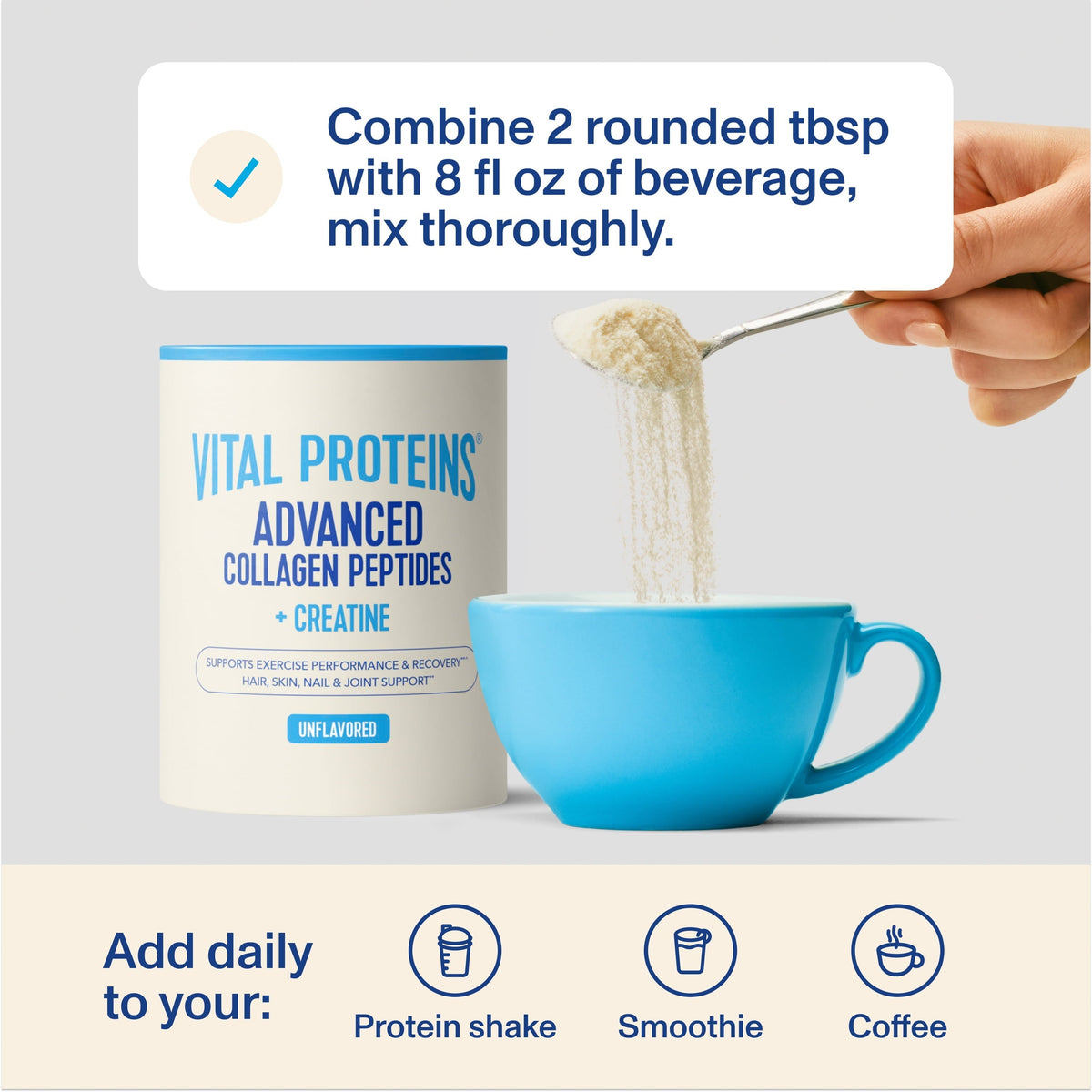 4 pack) Vital Proteins Advanced Collagen Peptides Plus Creatine Monohydrate Powder, Supports Exercise Performance & Recovery, Unflavored, 10.1 oz