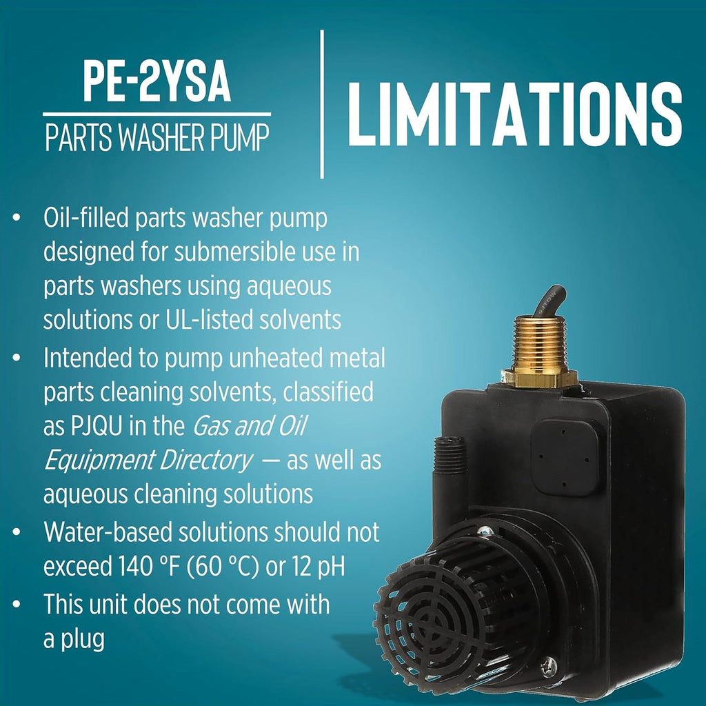 Little Giant PE-2YSA 115V, 300 GPH Submersible Parts Washer Pump, 6' Leads