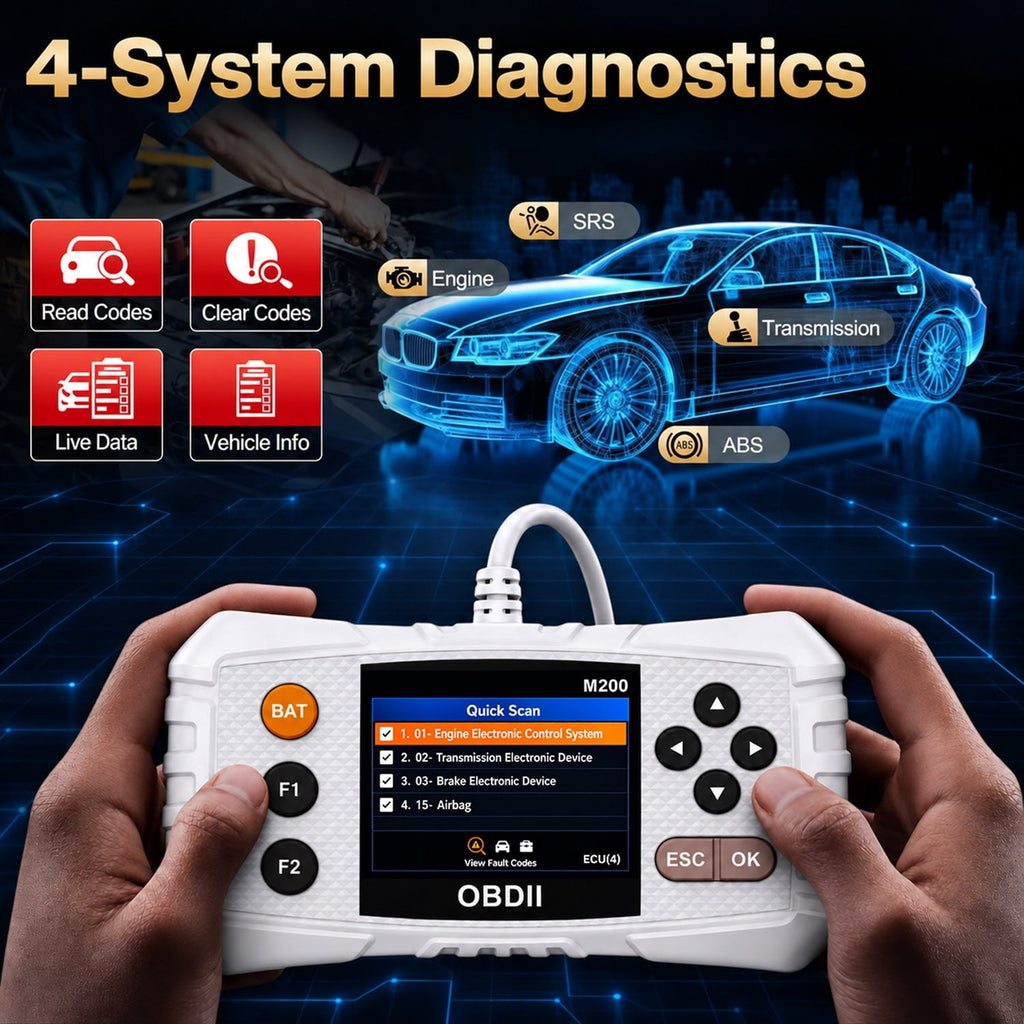 CICPAP OBD2 Scanner ABS SRS Transmission, Check Engine Code Reader for Cars and Trucks, 4-System Diagnostic Tool with Read/Clear Codes, Live Data