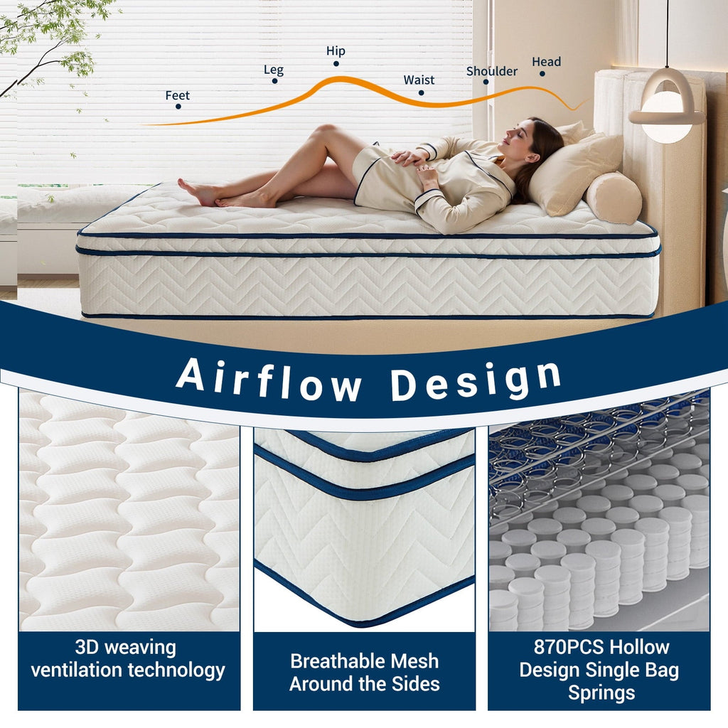 QOFYU Plush Queen Mattress 12 inch, Queen Size Spring HybridGel Memory Foam Mattress, Queen Mattresses in a Box
