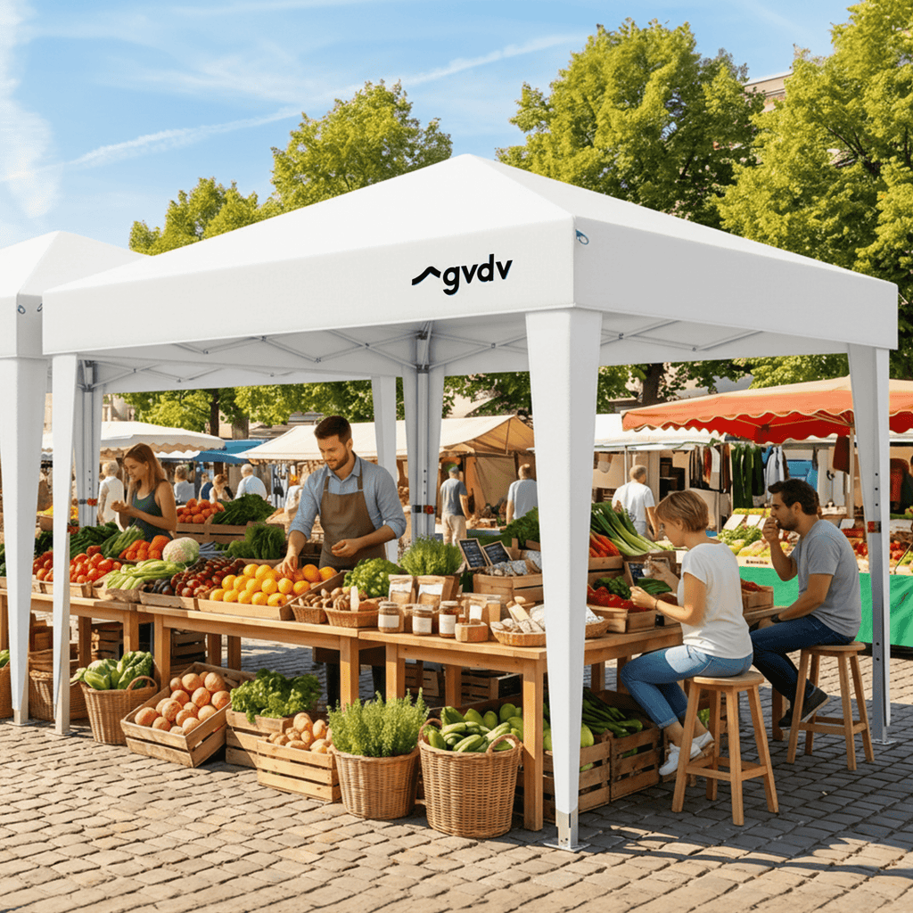 GVDV 10x10 Pop Up Canopy Tent, Instant Straight Leg Canopy, Outdoor Shading Shelter, White