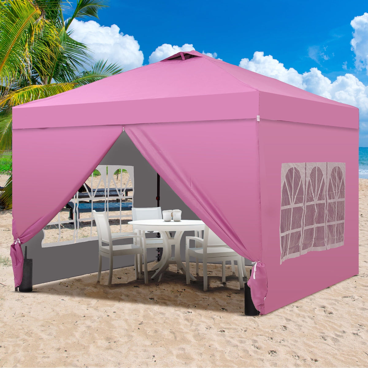 Outdoor Basic 12'x12'Pop up Canopy Tent with One Push Setup & Sidewalls, Instant Shade Gazebos with Adjustable Height, for Patio Deck Garden and