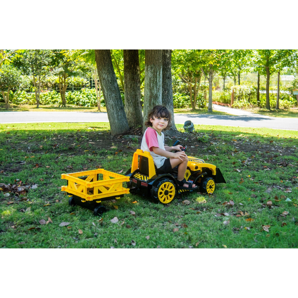 Best Ride On Cars Tonka 6V Construction Tractor Ride-On with Trailer and Working Loader for Kids