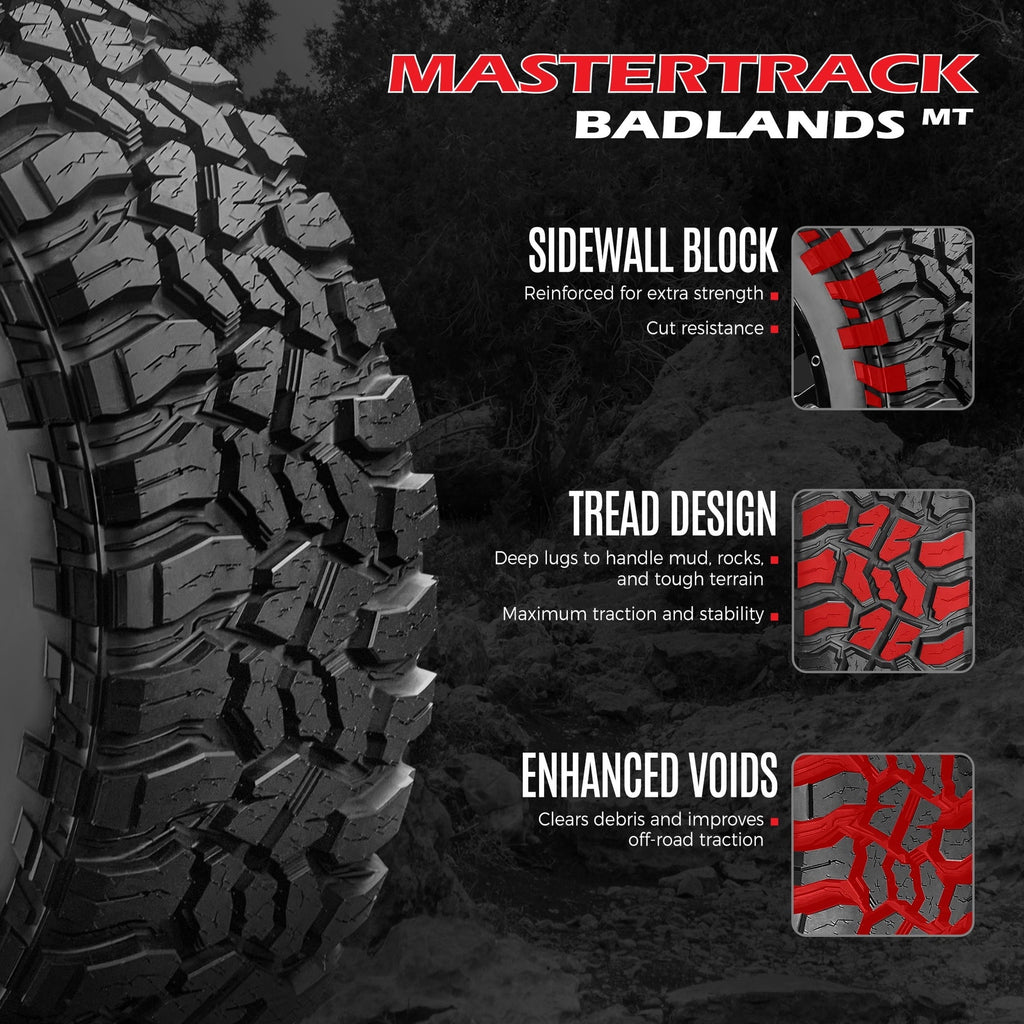 Mastertrack BADLANDS MT Mud Terrain LT275/70R18 125Q 10PR E Light Truck Tire 275/70/18(Tire Only）