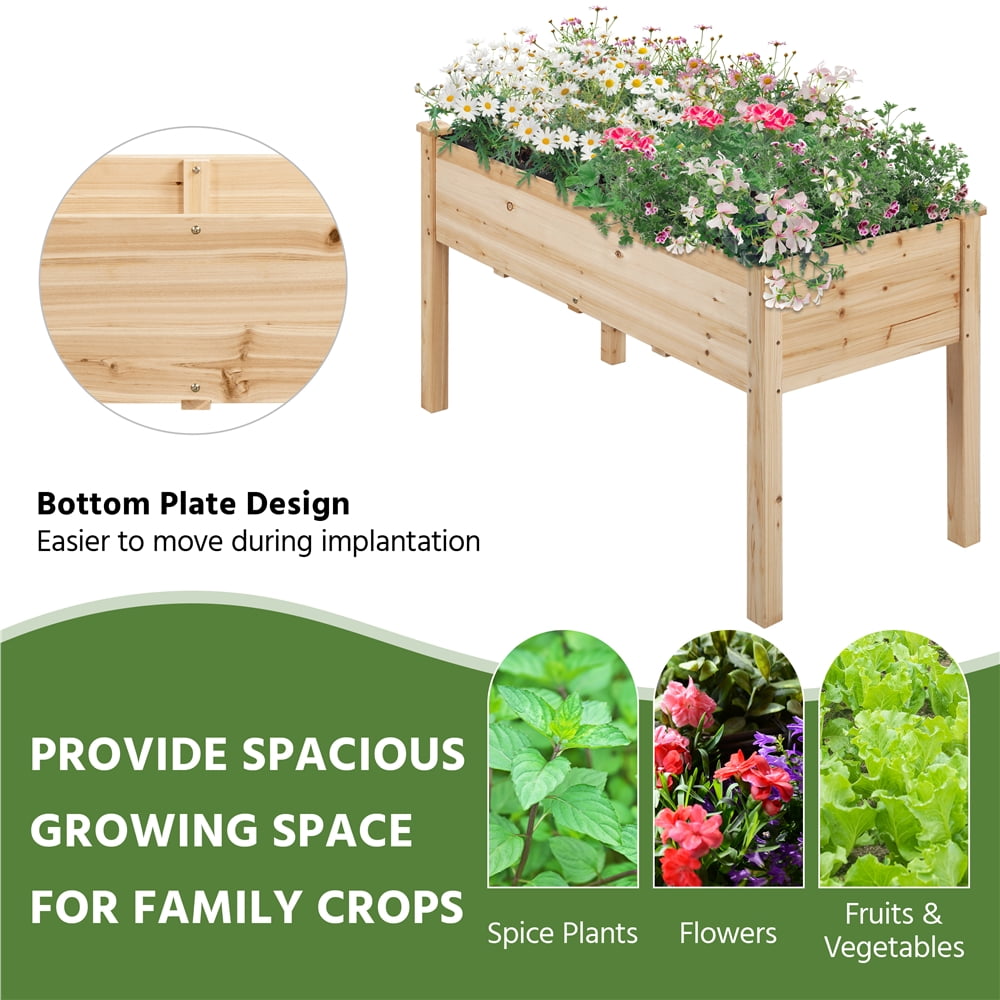 Yaheetech Rectangle Fir Wood Raised Garden Bed Planters, Wood