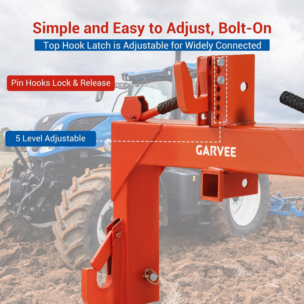 3-Point Cat 1 Quick Hitch, 3000 lb Lift, 27.5" Arm Span, 14.5"-17.5" Level Adjustment, with Adaptor