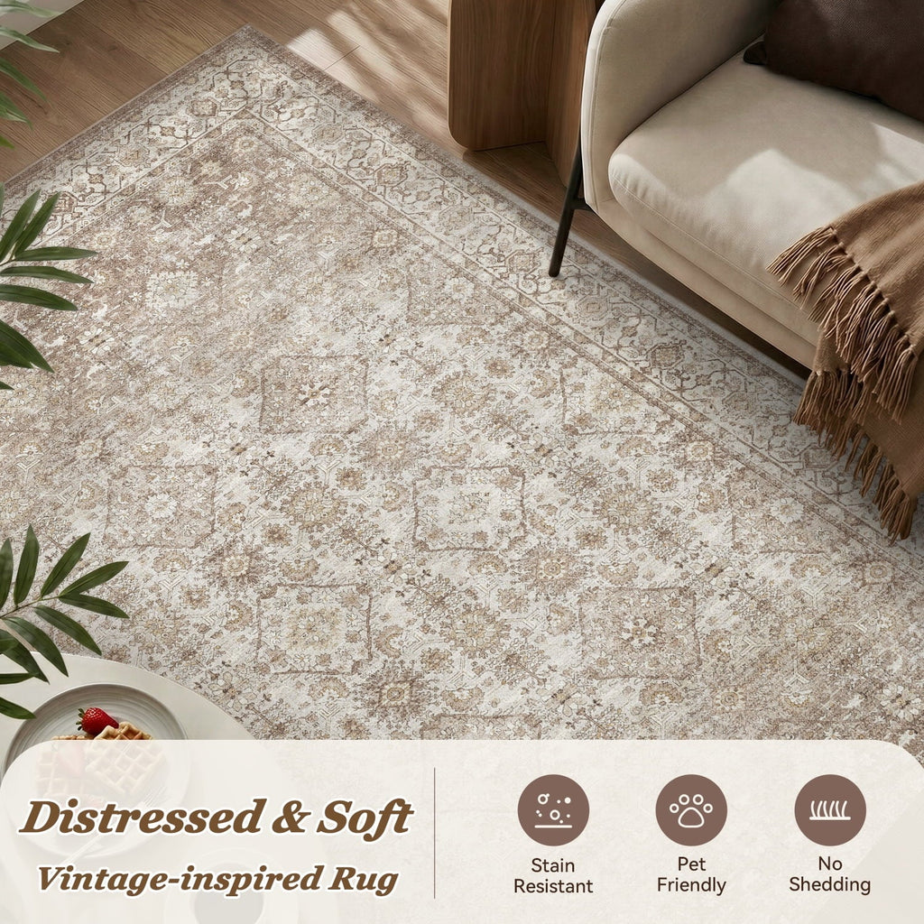SIXHOME 8'x10' Area Rugs for Living Room Washable Rugs Ombre Vintage Floral Living Room Rug Aesthetic Carpet Soft Large Rugs for Bedroom Dining Room