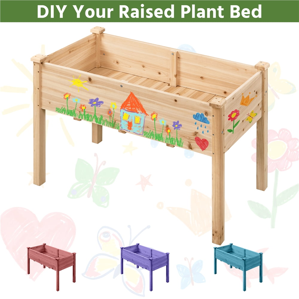 Yaheetech Rectangle Fir Wood Raised Garden Bed Planters, Wood