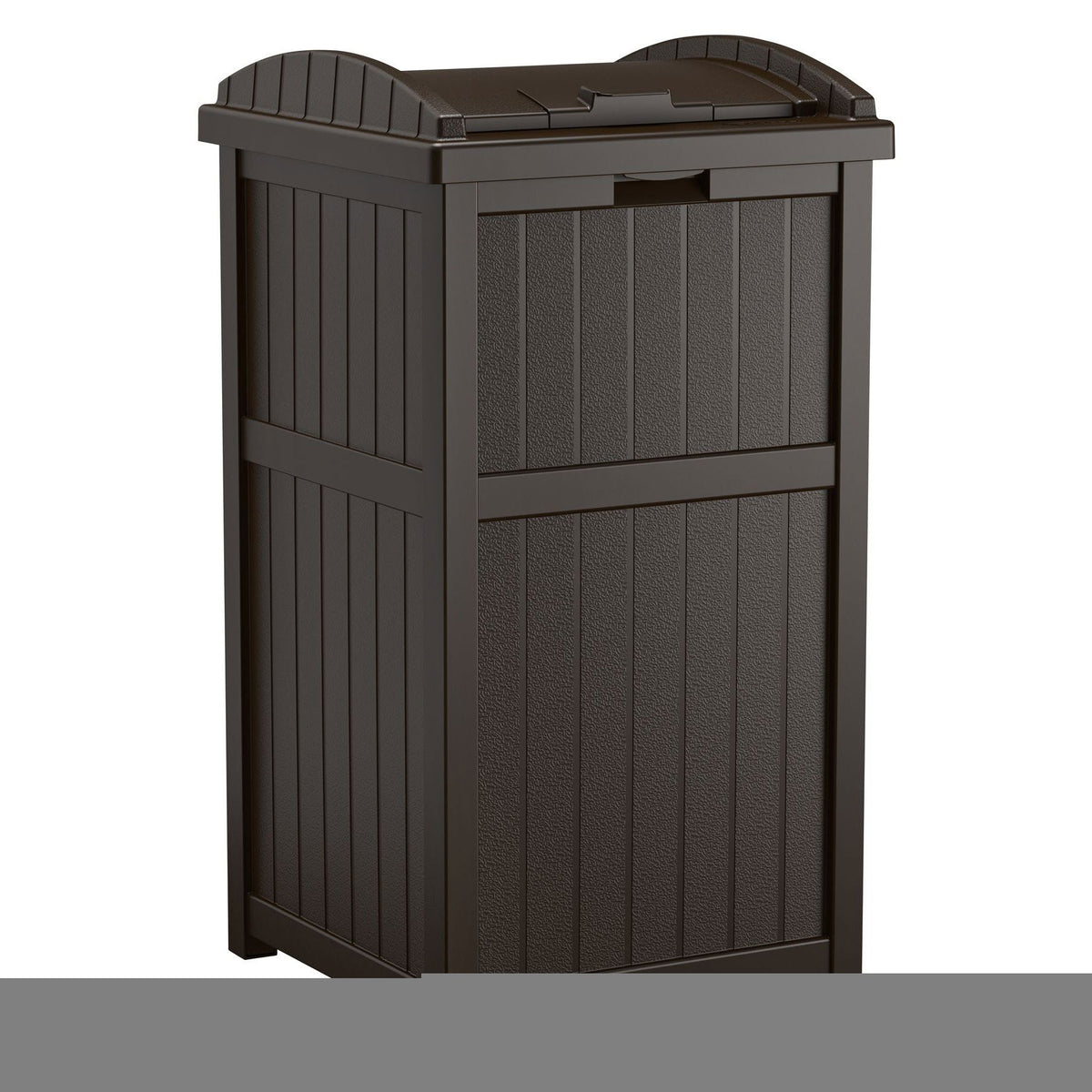 Suncast Trash Hideaway Outdoor Patio Trash Can Bin, 33 Gallon, 1 Java and 1 Taupe