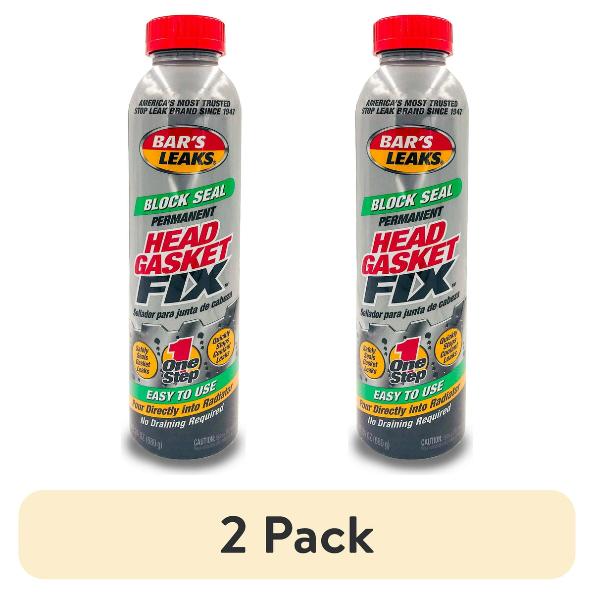 2 pack) Bar's Leaks Block Seal Head Gasket Fix Automotive Additive 24 oz