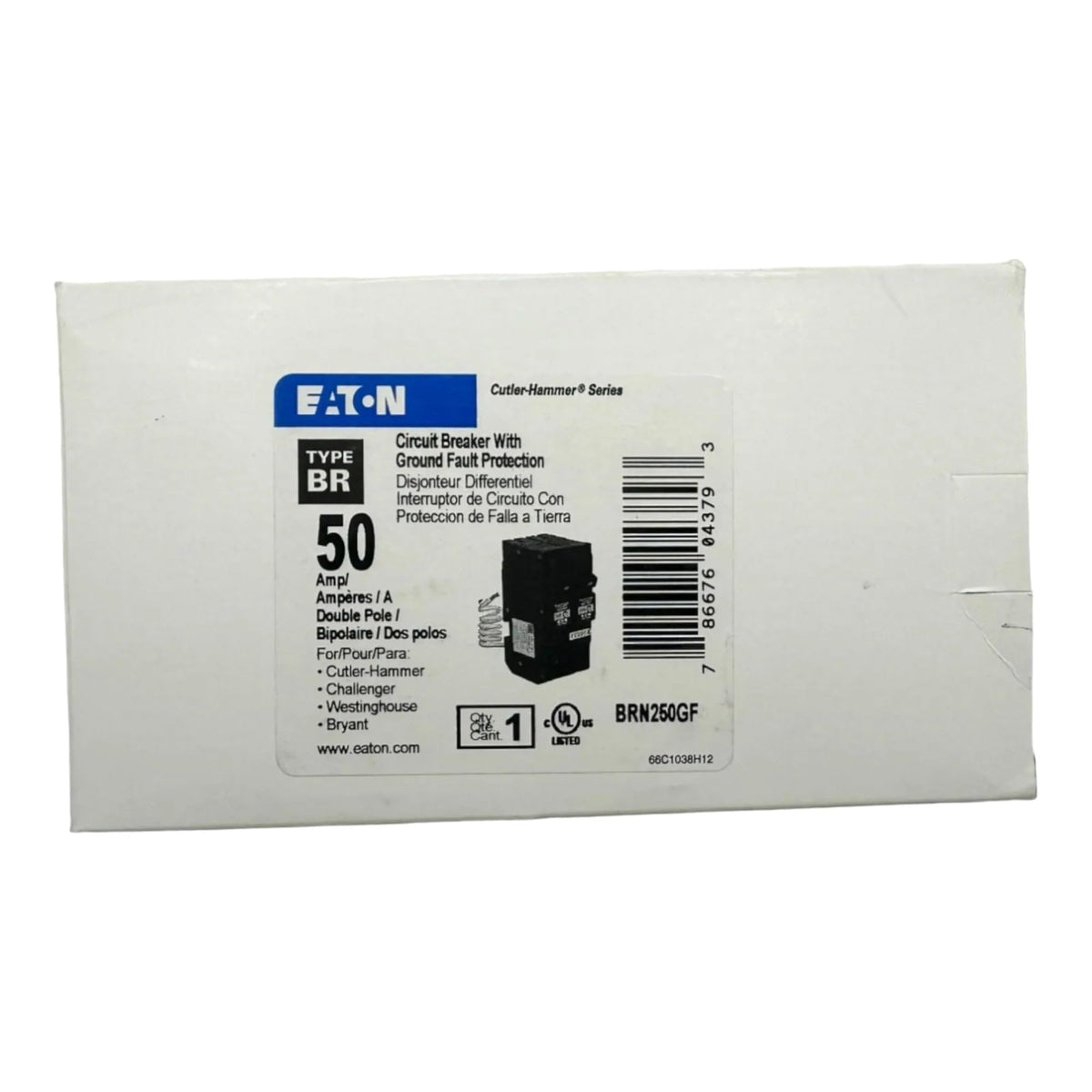 Eaton BR 50A Double-Pole GFCI Breaker BRN250GF