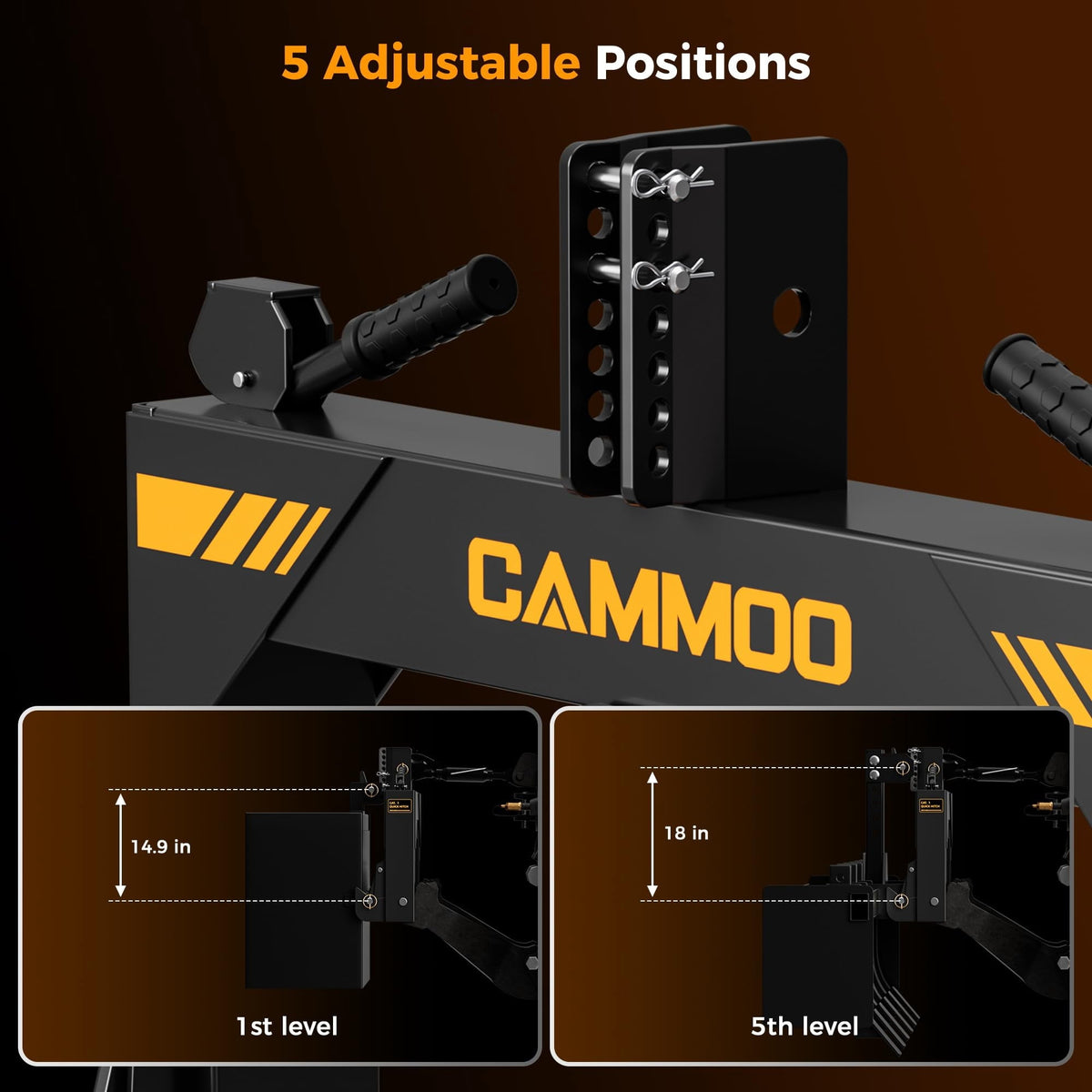 CAMMOO Cat 1 3-Point Quick Hitch with 2" Trailer Hitch Receiver, No Bushing Required Heavy Duty Tractor Accessories and Towing Hitch, 3000 lbs, Black