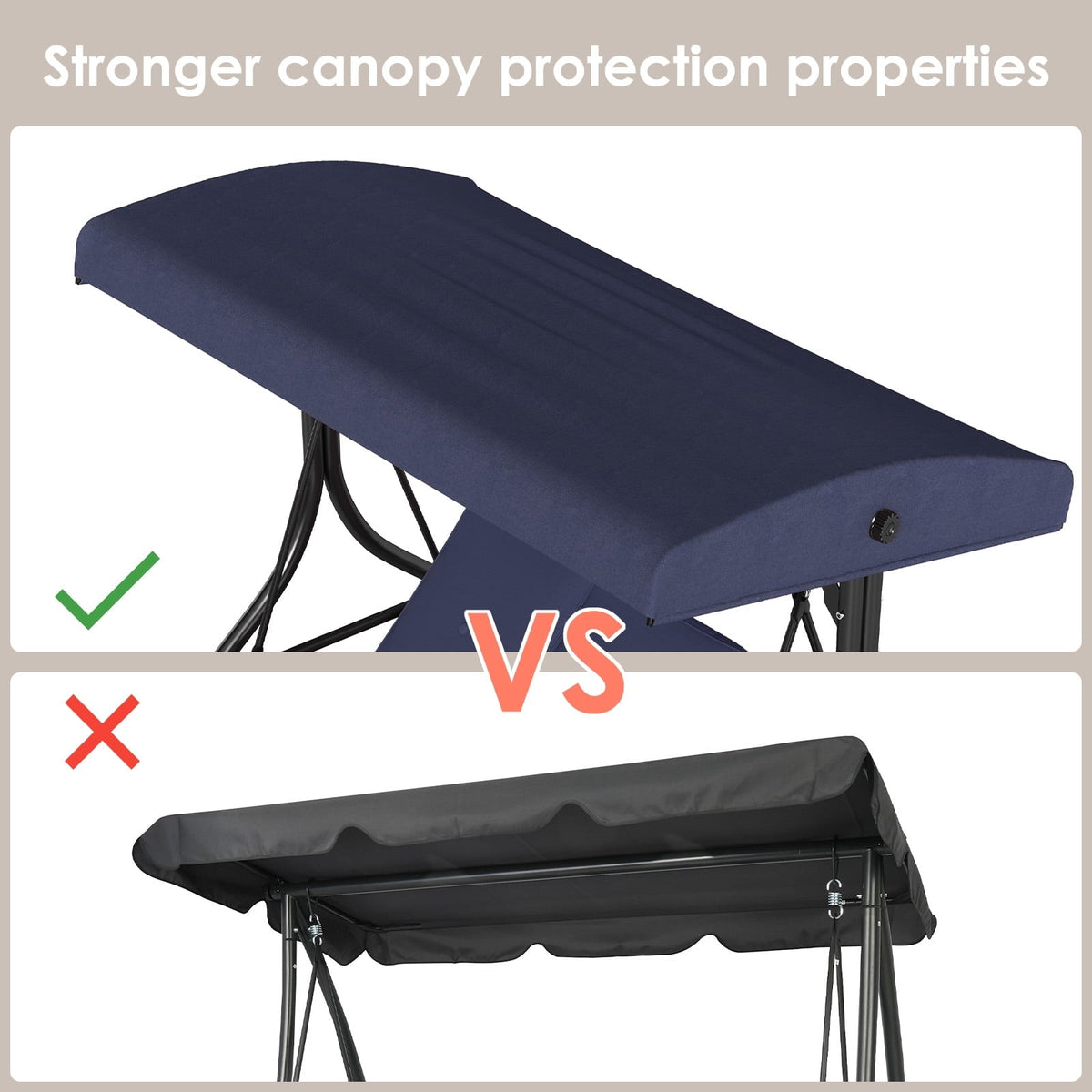 Arlopu 3-Seat Patio Swing Chair, Outdoor Converting Canopy Swing Glider Patio Hammock w/ Removable Cushions, Blue