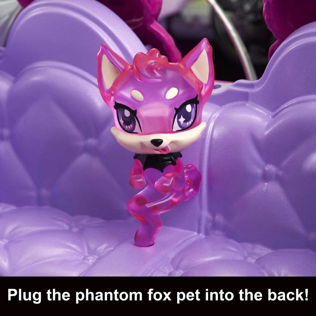 Monster High Ghoul Mobile Toy Car, Purple & Spiderweb Convertible with Pet, Seats 4 Dolls (Dolls Not Inluded)