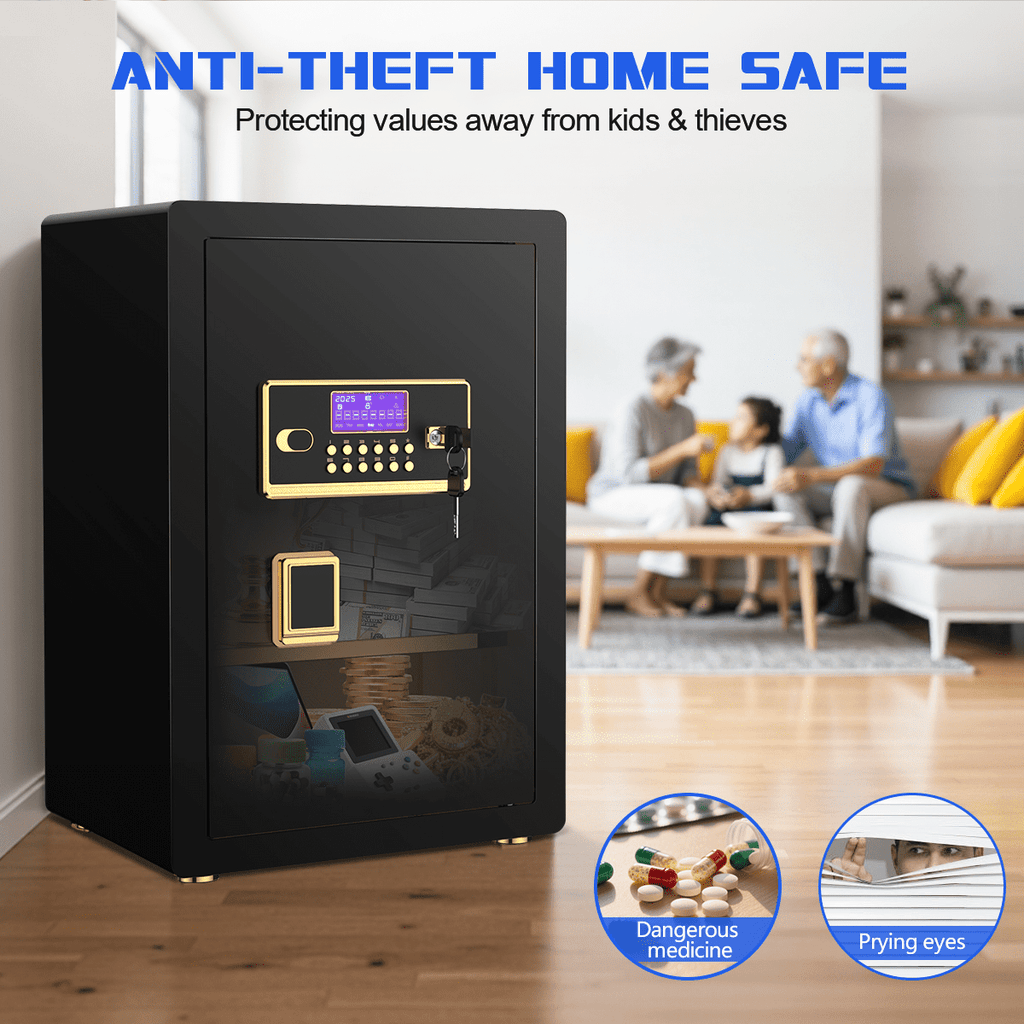 RYCUZO 5.0 Cuft Large Safe Box, Security Home Safe with Interior Safe Lock Box, Fireproof Waterproof Document Bag, Electronic Keypad Digital Lock