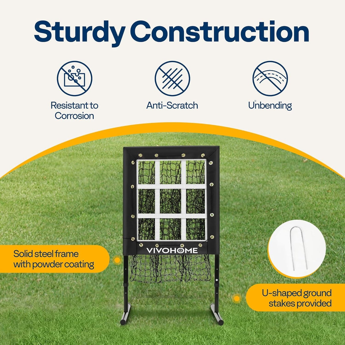 SPECSTAR 9 Hole Baseball Softball Pitching Net, 9 Pocket Hitting Practice Net, 22"x18" Pitching Area with 3 Level Adjustable Height