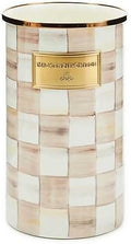 MACKENZIE-CHILDS Enamel Utensil Holder, Brown-and-White Mocha Check