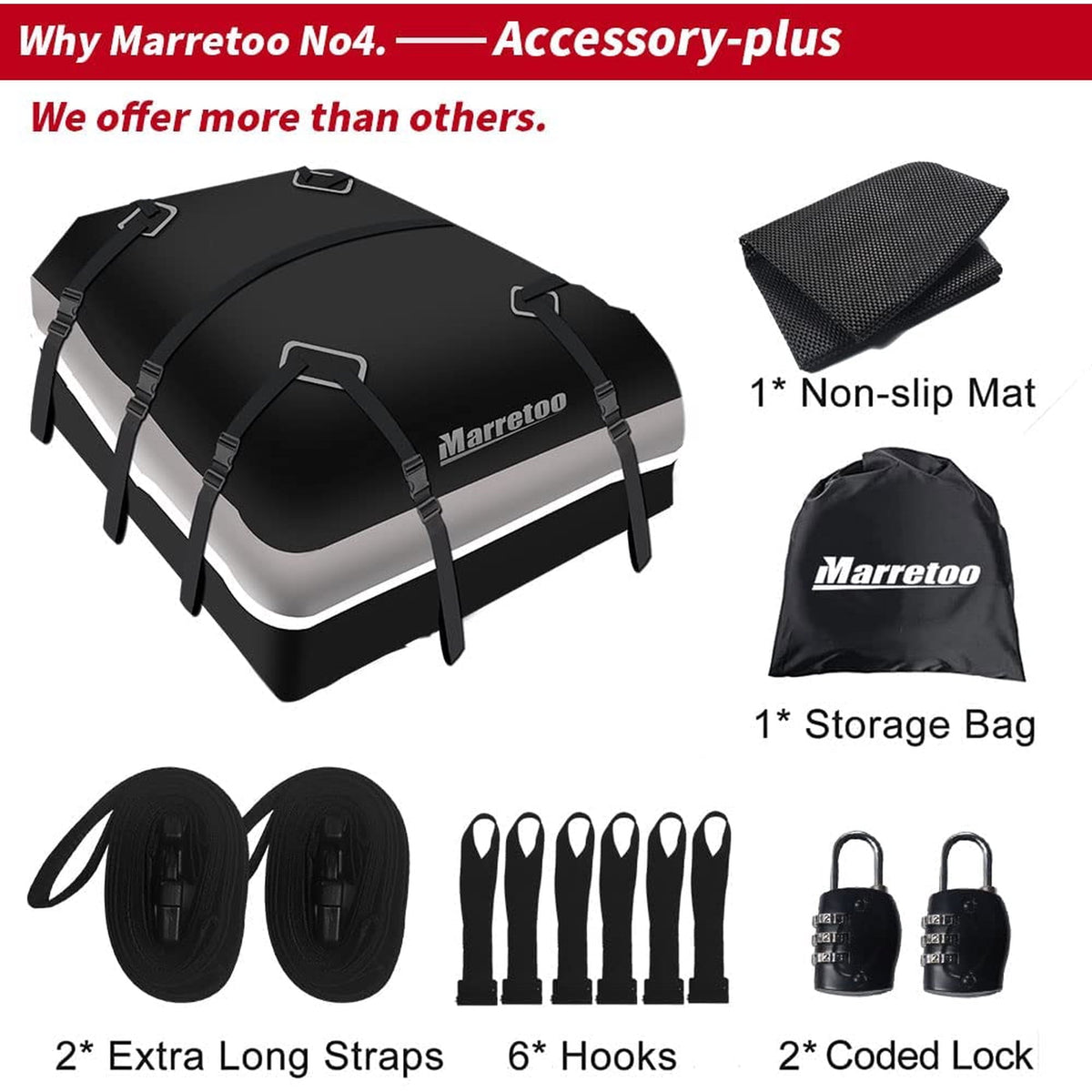 Car Top Cargo Carrier 21 Cubic ft Bag with Reflective Strip, 840D PVC Soft Roof Top Cargo Bag 100% Waterproof Fit for All Vehicle with/without Rack