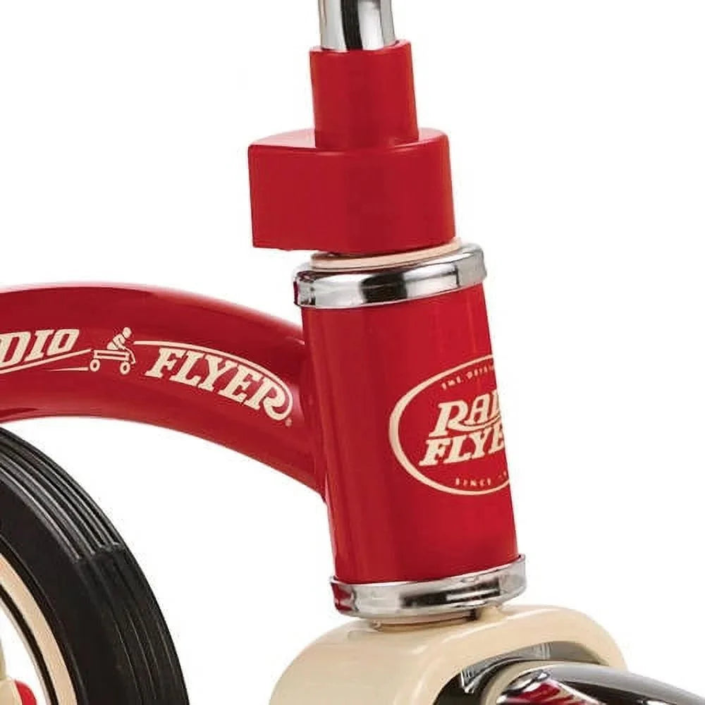 Radio Flyer Classic Red Dual Deck Tricycle, 12 Inch Front Wheel, Red, Ages 2.5-5 Years