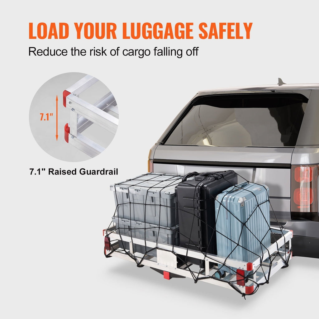 KFFKFF Aluminum Hitch Cargo Carrier, 500lbs Capacity, Rust-Resistant Basket