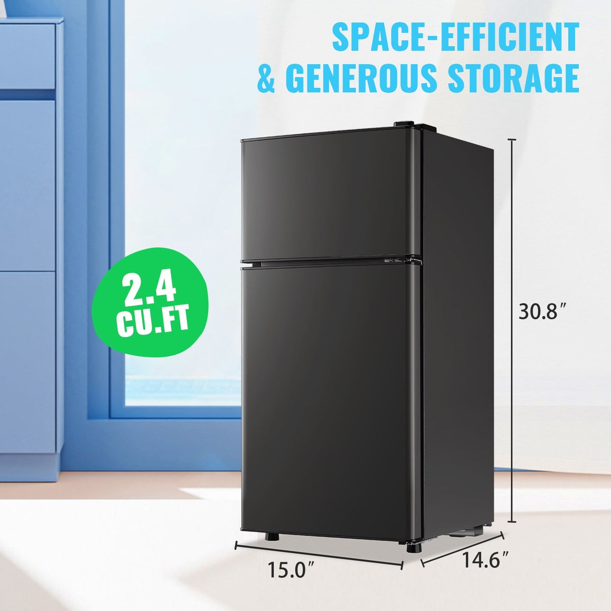 DEMULLER 2.4 Cu.ft Mini Refrigerator with Freezer Small Fridge Top Freezer Compact Fridge New Gray