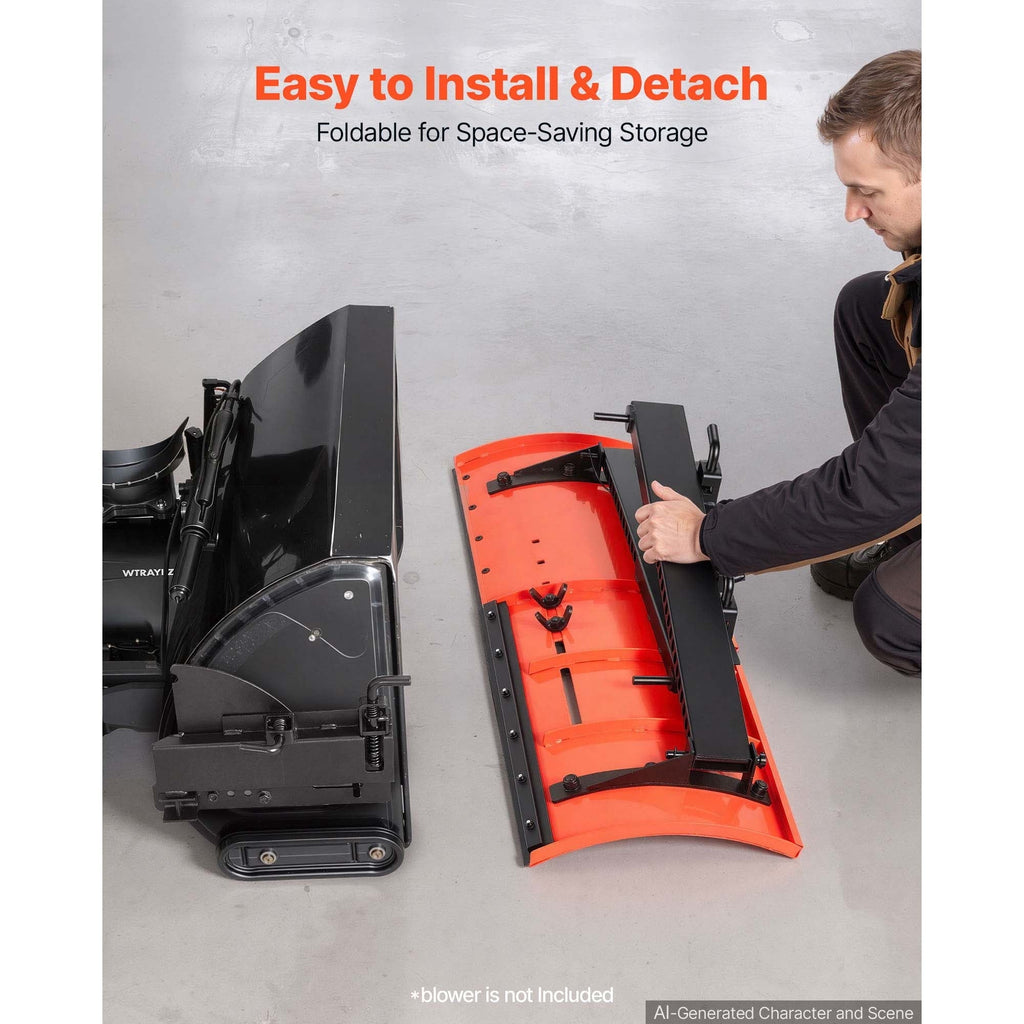 KFFKFF Adjustable Snow Plow Kit, 22-32 Inch Width, Universal Attachment for Snowblowers, Dual-Mode Operation, Detachable Design, Foldable Steel Blade