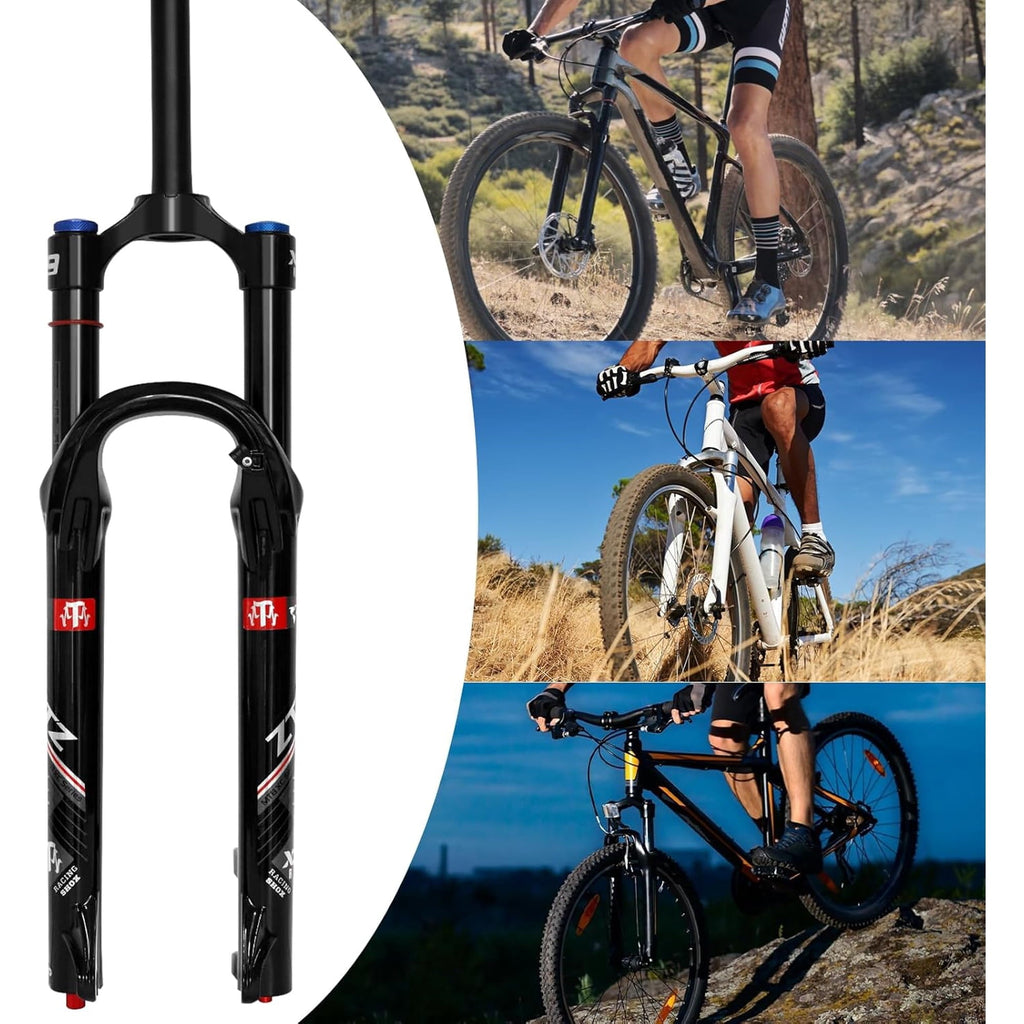 ZTZ 26/27.5/29 inch MTB Air Suspension Fork, Upgraded 34mm Stanchions & 140mm Travel, Rebound Adjust, Straight Steerer, 9x100mm QR, Manual Lockout