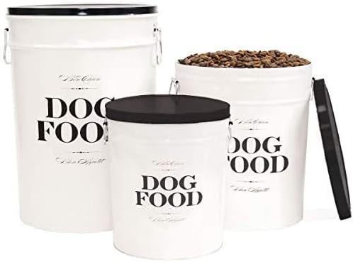 Harry Barker Bon Chien Dog Food Storage Canister – Large 11 gallon, Airtight Stainless Steel Pet Food Container, Stylish Kitchen Counter Dog Kibble