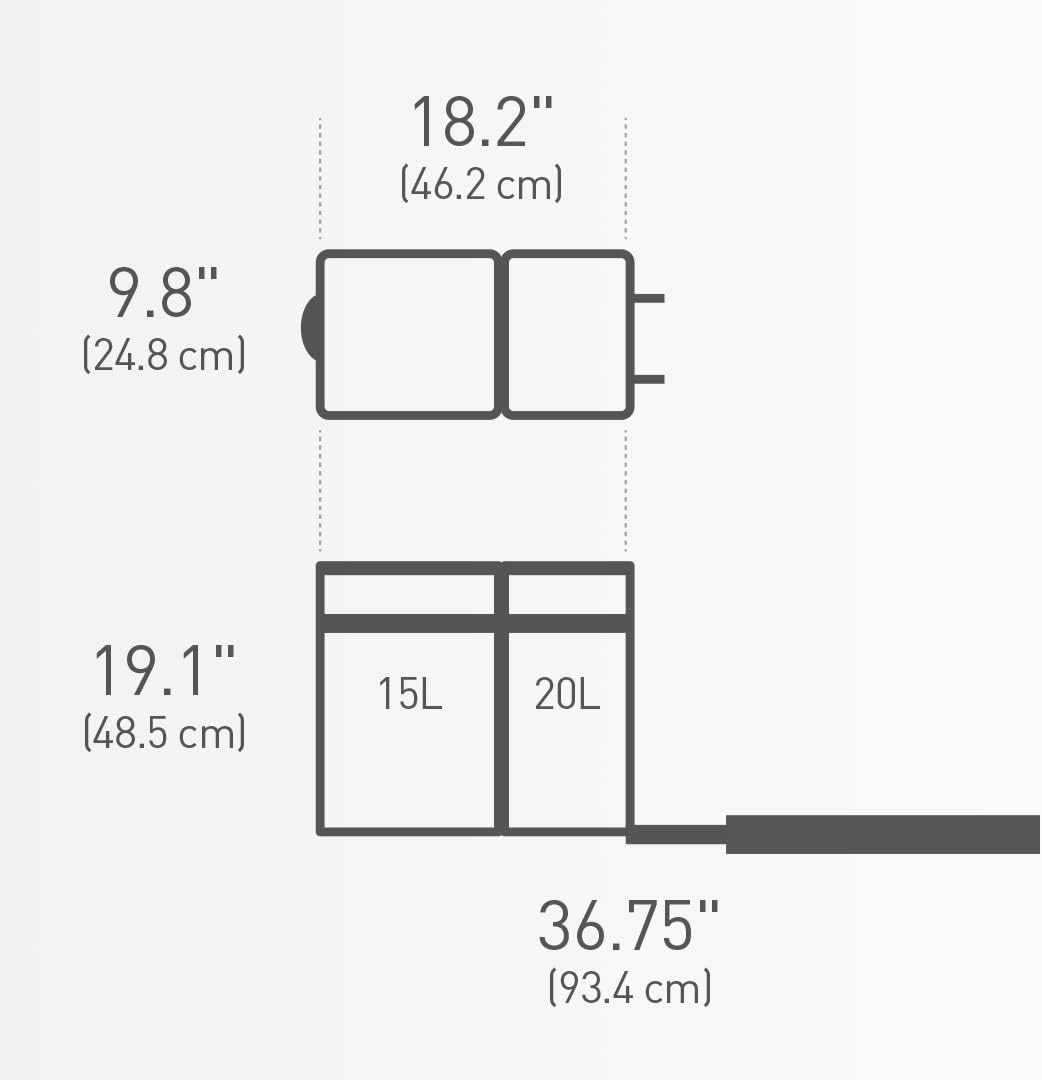 simplehuman 35 Liter / 9.3 Gallon Dual Compartment Under Counter Kitchen Cabinet Pull-Out Recycling Bin and Trash Can, Chrome