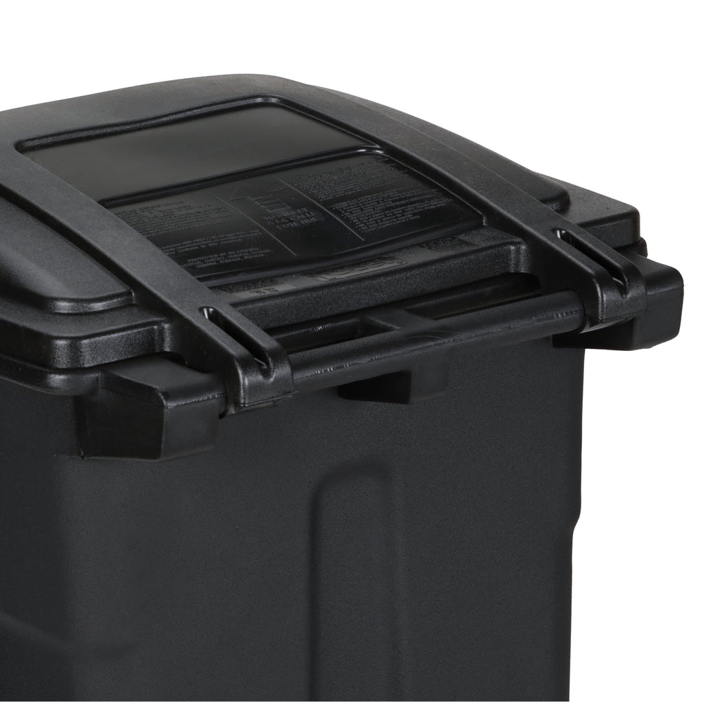 Toter 48-gallon black garbage can with wheels and lid