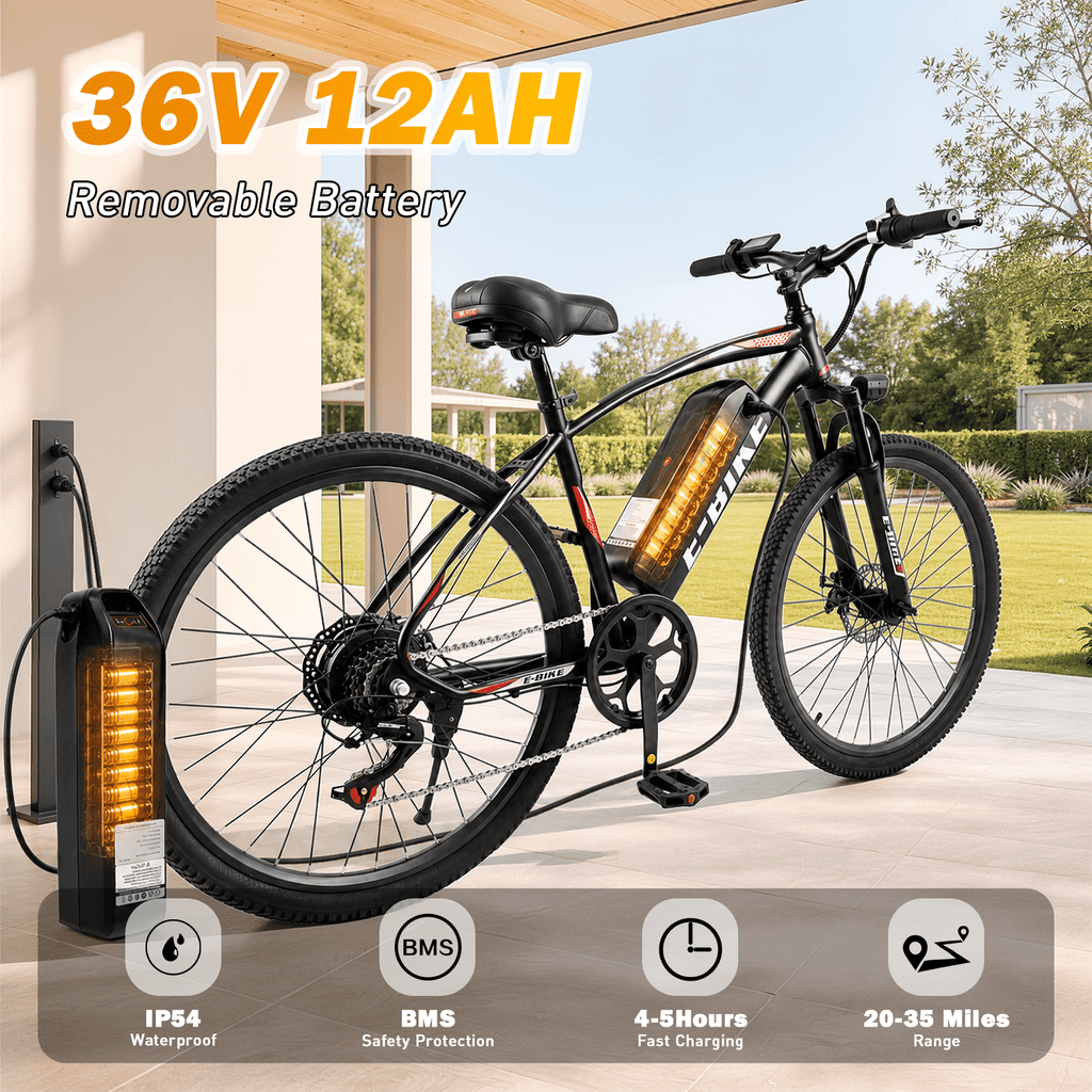 Setohet 26" Electric Bike for Adults, Powerful 750W E-Bike with 36V Removable Battery, 7-Speed Mountain Bike,20 MPH,UL2849 & GCC