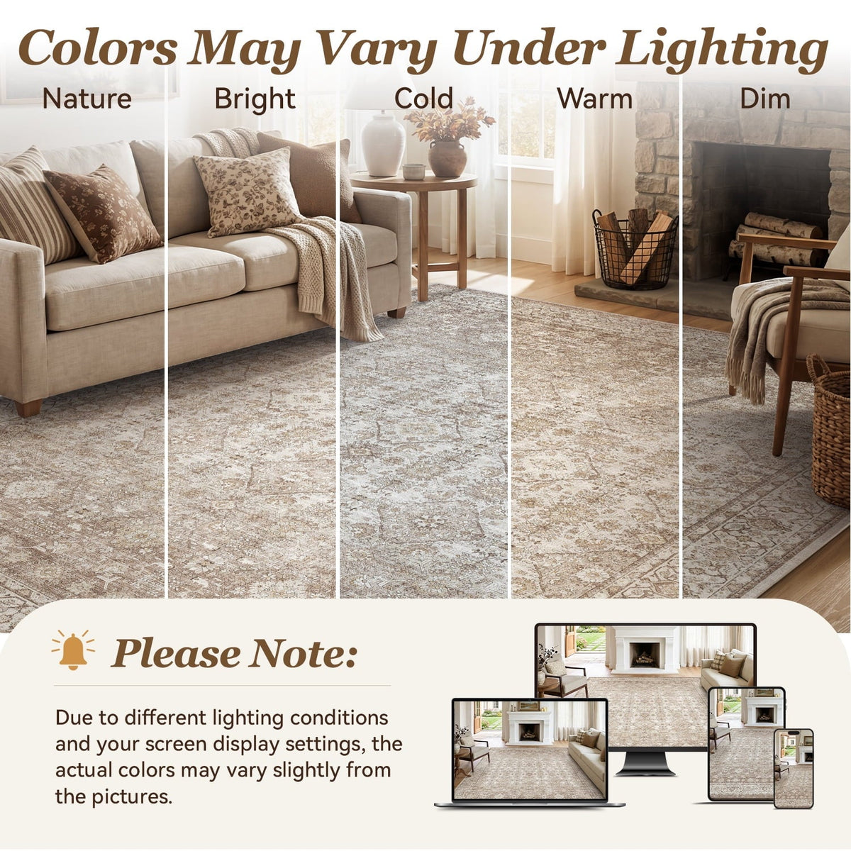 SIXHOME 8'x10' Area Rugs for Living Room Washable Rugs Ombre Vintage Floral Living Room Rug Aesthetic Carpet Soft Large Rugs for Bedroom Dining Room