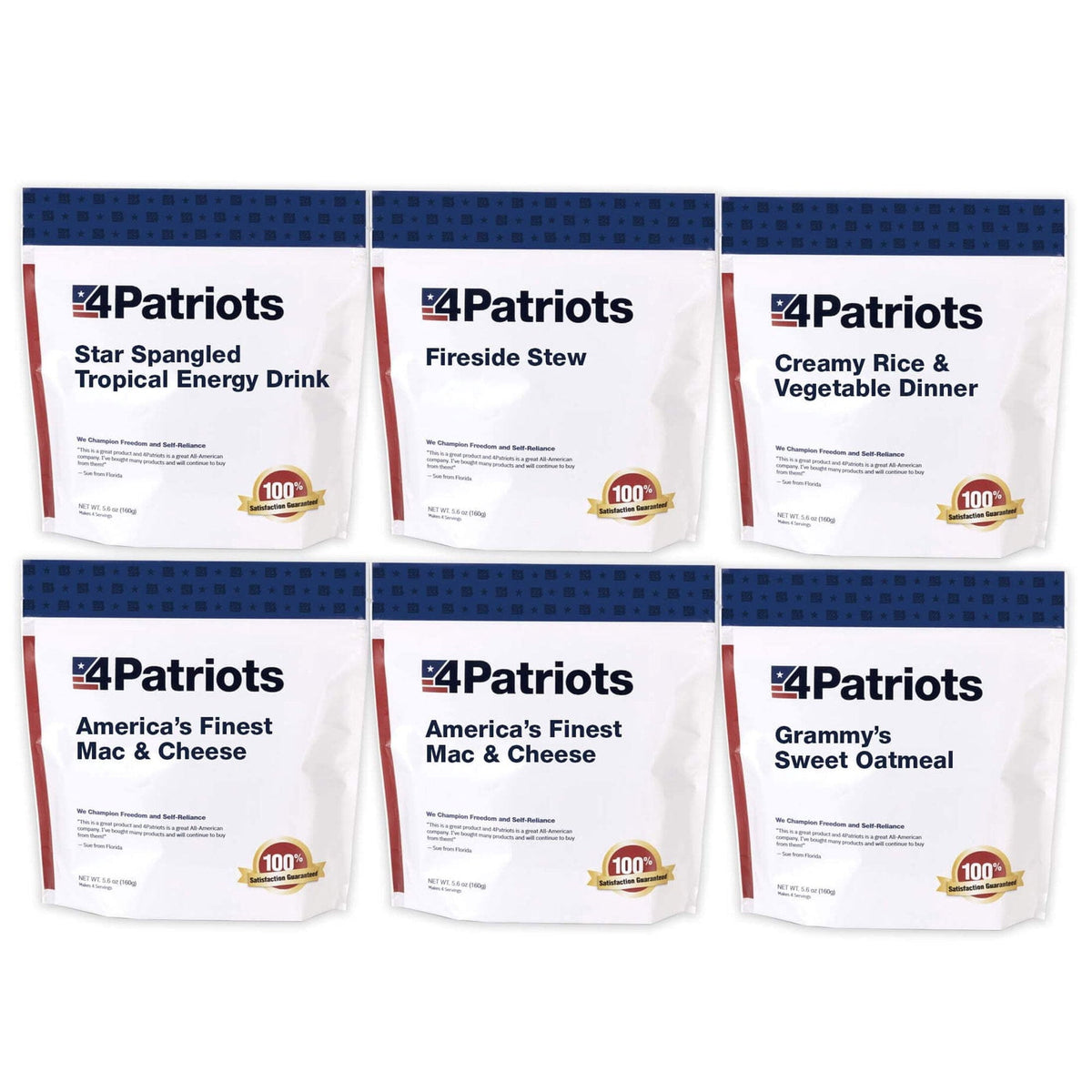 4Patriots 1-Week Emergency Food Supply Survival Kit - Freeze-Dried, Designed to Last 25 Years - 42 Servings of Delicious Breakfast, Lunch, & Dinner
