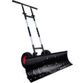 Best Choice Products 36in Galvanized Steel Blade Hand Snow Pusher With 2 Wheels, Adjustable Handle, Black