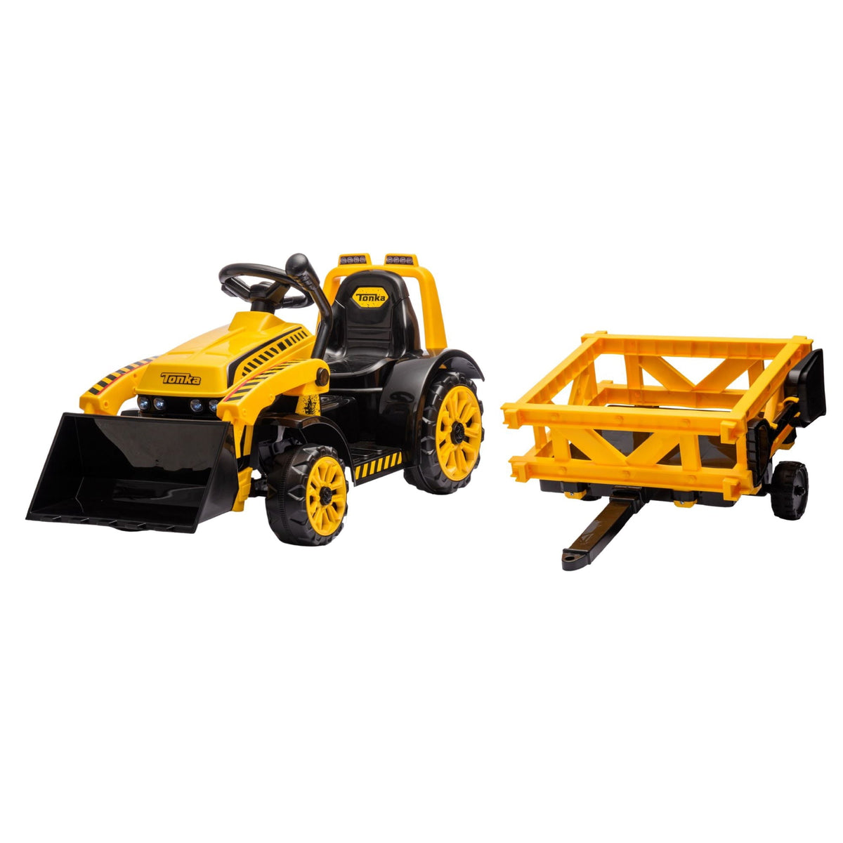 Best Ride On Cars Tonka 6V Construction Tractor Ride-On with Trailer and Working Loader for Kids