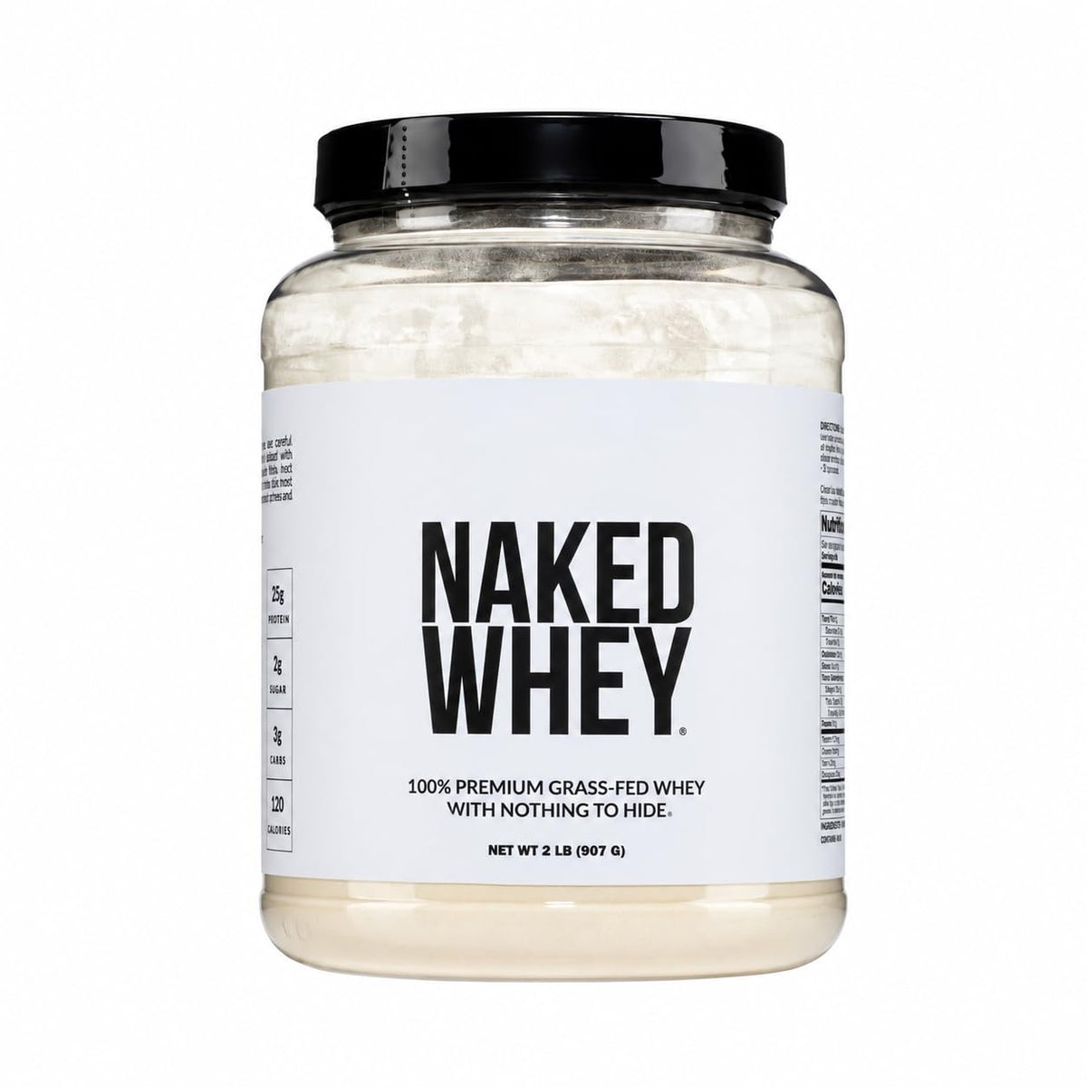 NAKED Whey 2LB 100% Grass Fed Whey Protein Powder - Only 1 Ingredient, Unflavored Whey Protein, NSF Certified, Undenatured, Gluten Free, Soy Free, No