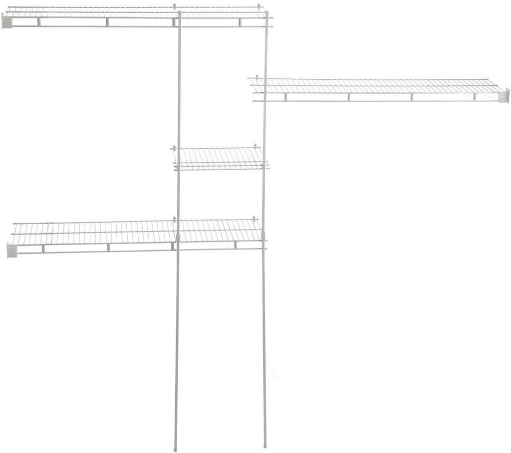 ClosetMaid Wire Closet Organizer System, Adjustable from 5 to 8 Ft., with Shelves, Hardware, Durable Steel, Fixed Mount Installation, White