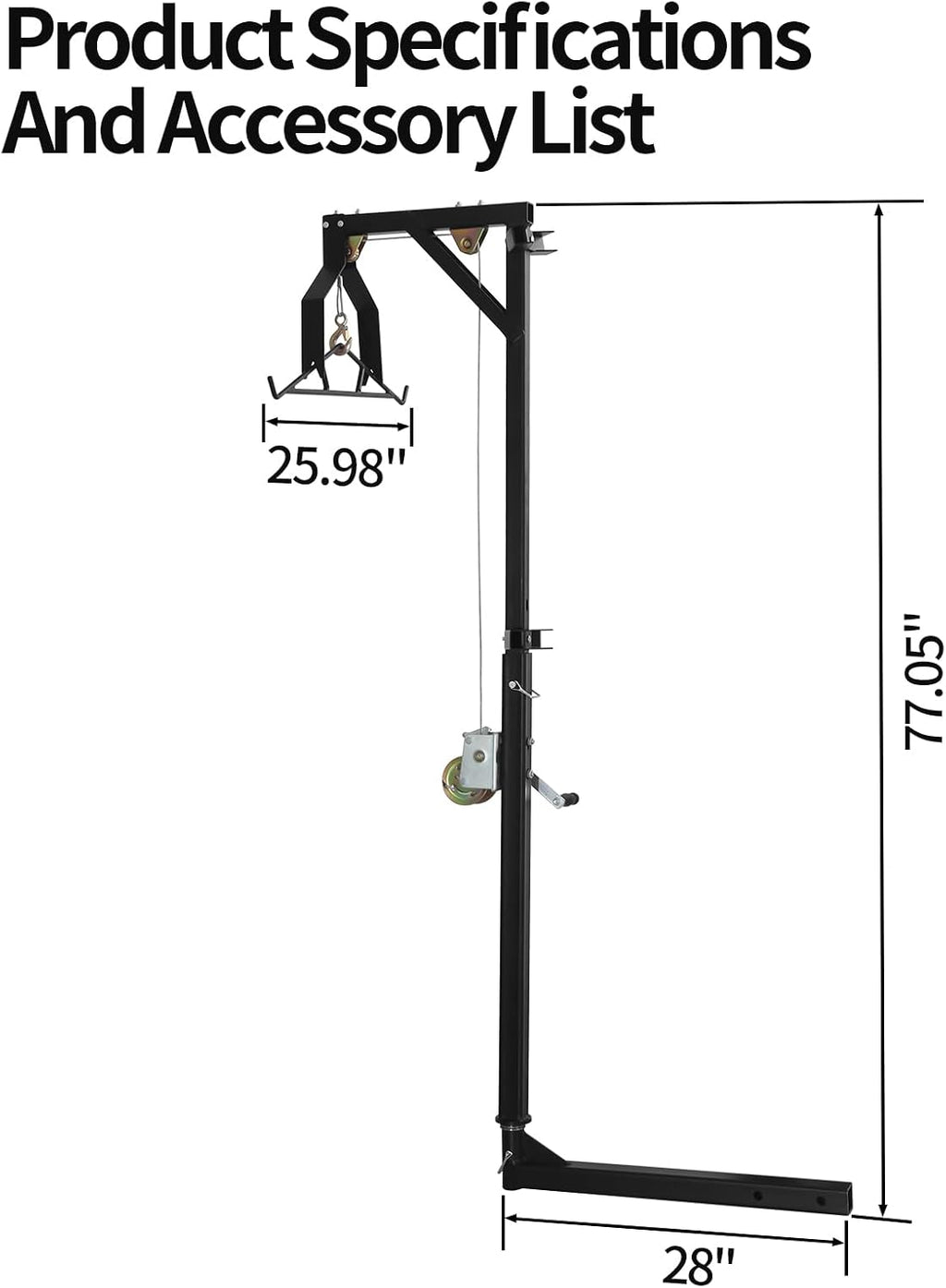 2" Hitch Mounted Deer Hanger, 600LBS Capacity, with 2 Size Gambrels and Winch, Hunting Game Hoist Truck Hitch 360 Degrees Swivel Mounted