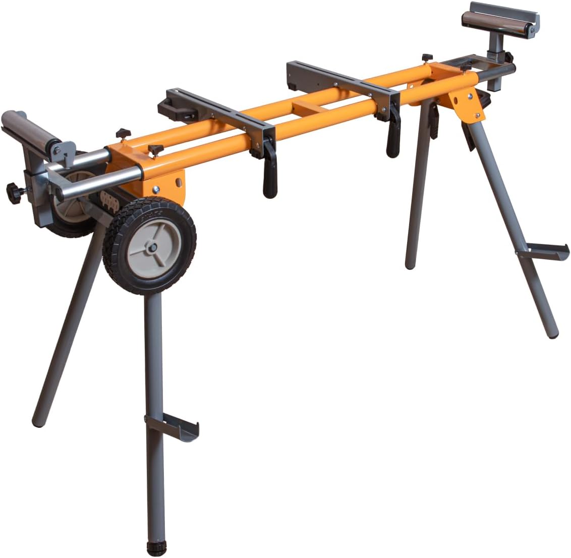 POWERTEC Portable Miter Saw Stand w/ Quick-release Mounting Brackets, 330Lbs Load Capacity, 8" Wheels and 3-Prong Tripple Outlets, Folding Design for