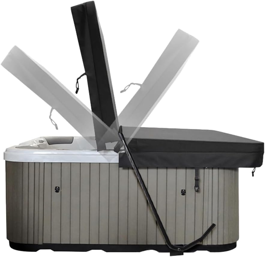 Hot Tub Cover Lift Bar,Two Sides Spa Lifter,Height 45.3“ - 72.1” Width 53.5“ - 84” Adjustable Cover Lifting & Removal System,Installs Under Hot Tubs