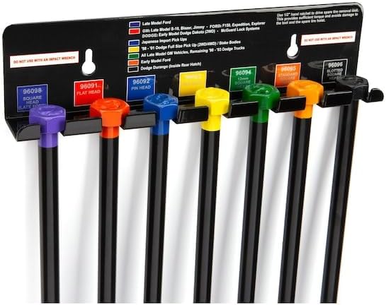 Steelman 7-Piece Spare Tire Retrieval Tool Kit, Lower and Raise Cradle-Suspended Tires, Flat, Pin, Hex, 12-mm Square, Slotted, ⅜-inch Square Heads