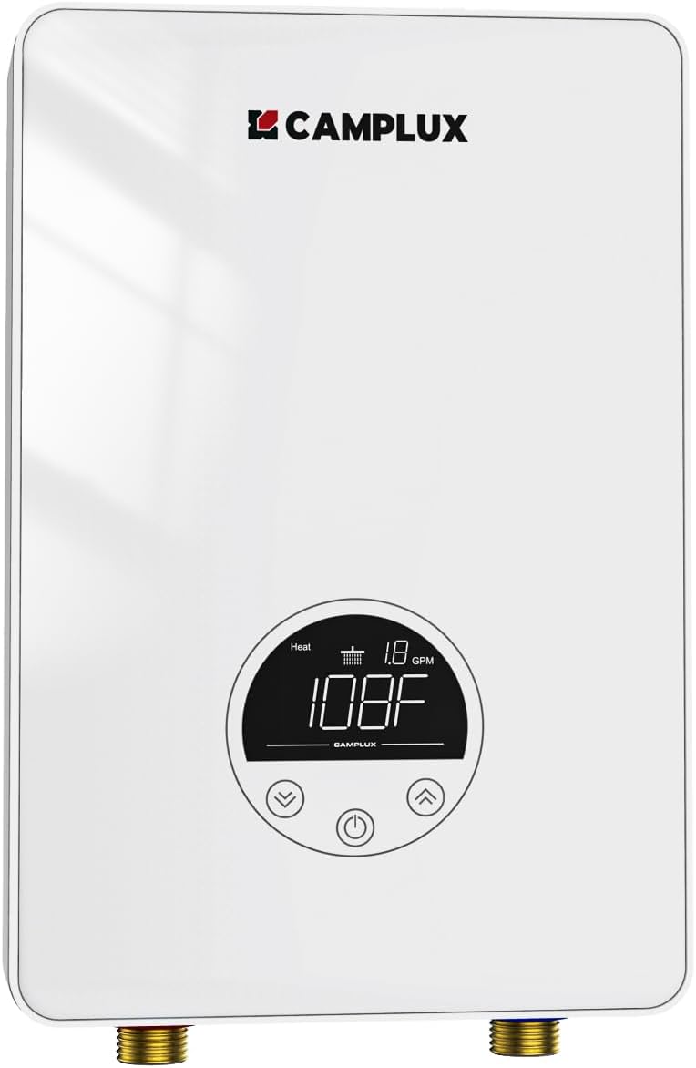 CAMPLUX Tankless Water Heater Electric 120V, 4.5kW Point of Use Instant Hot Water Heater, Save Space for Sink Wall Mounted LED Digital Display CSA
