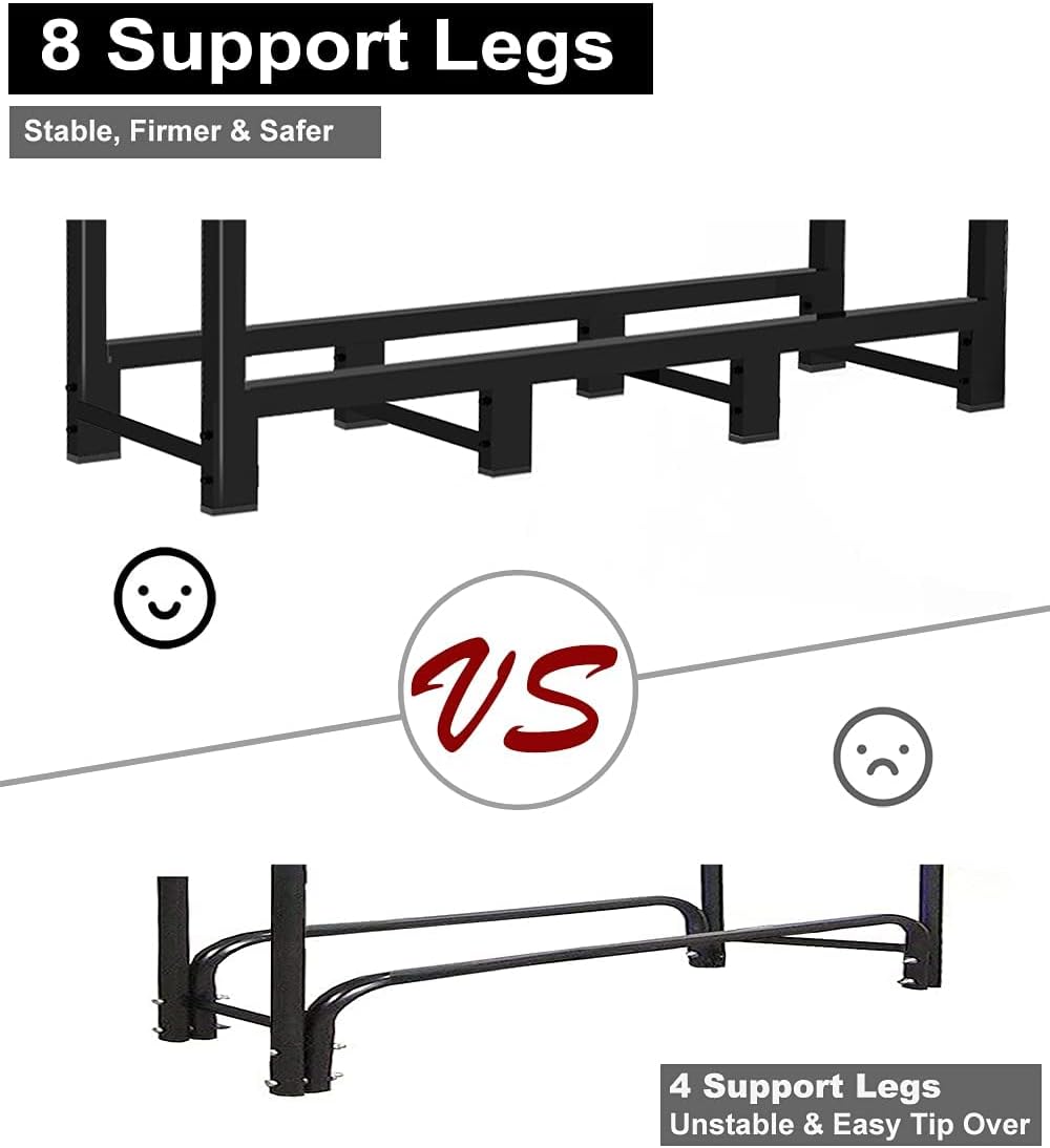 Koutemie Firewood Rack Outdoor 4 FT, Fire Wood Storage Racks for Fireplace