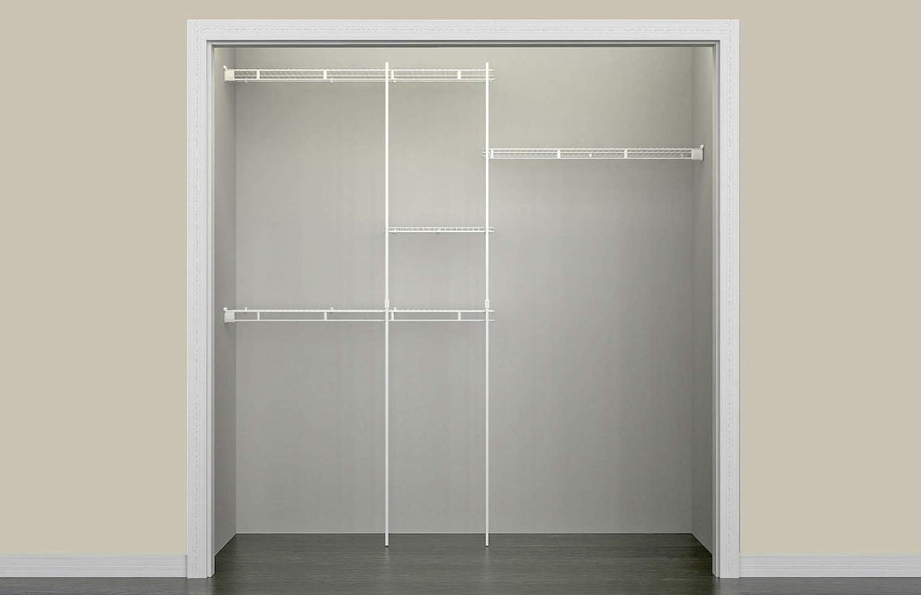 ClosetMaid Wire Closet Organizer System, Adjustable from 5 to 8 Ft., with Shelves, Hardware, Durable Steel, Fixed Mount Installation, White