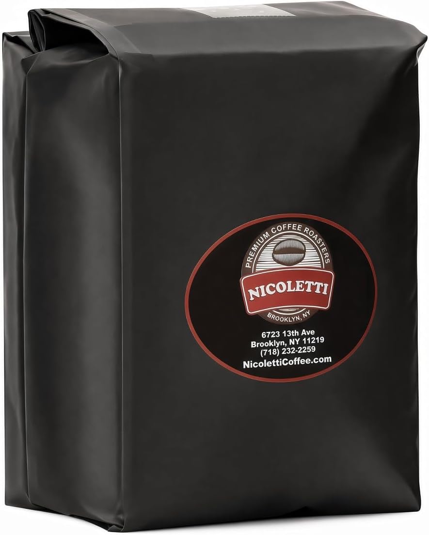 Nicoletti Coffee Espresso Roast Beans 5lb(Made in Brooklyn NY since 1972) Fresh Roasted Espresso beans with Date Stamp.