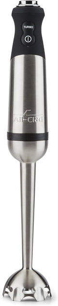 All-Clad Electrics Stainless Steel Immersion Blender 2 Piece Turbo Function 600 Watts Detachable, Variable Speed Control, Hand Blander, 9-1/4-inch