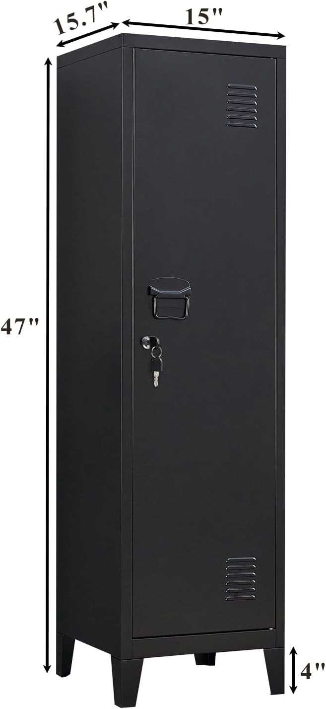 Metal Locker with Doors and Shelves, Locking Storage Cabinets for Small Spaces, Lockers for Employees, Lockable Storage Lockers for Office Garage