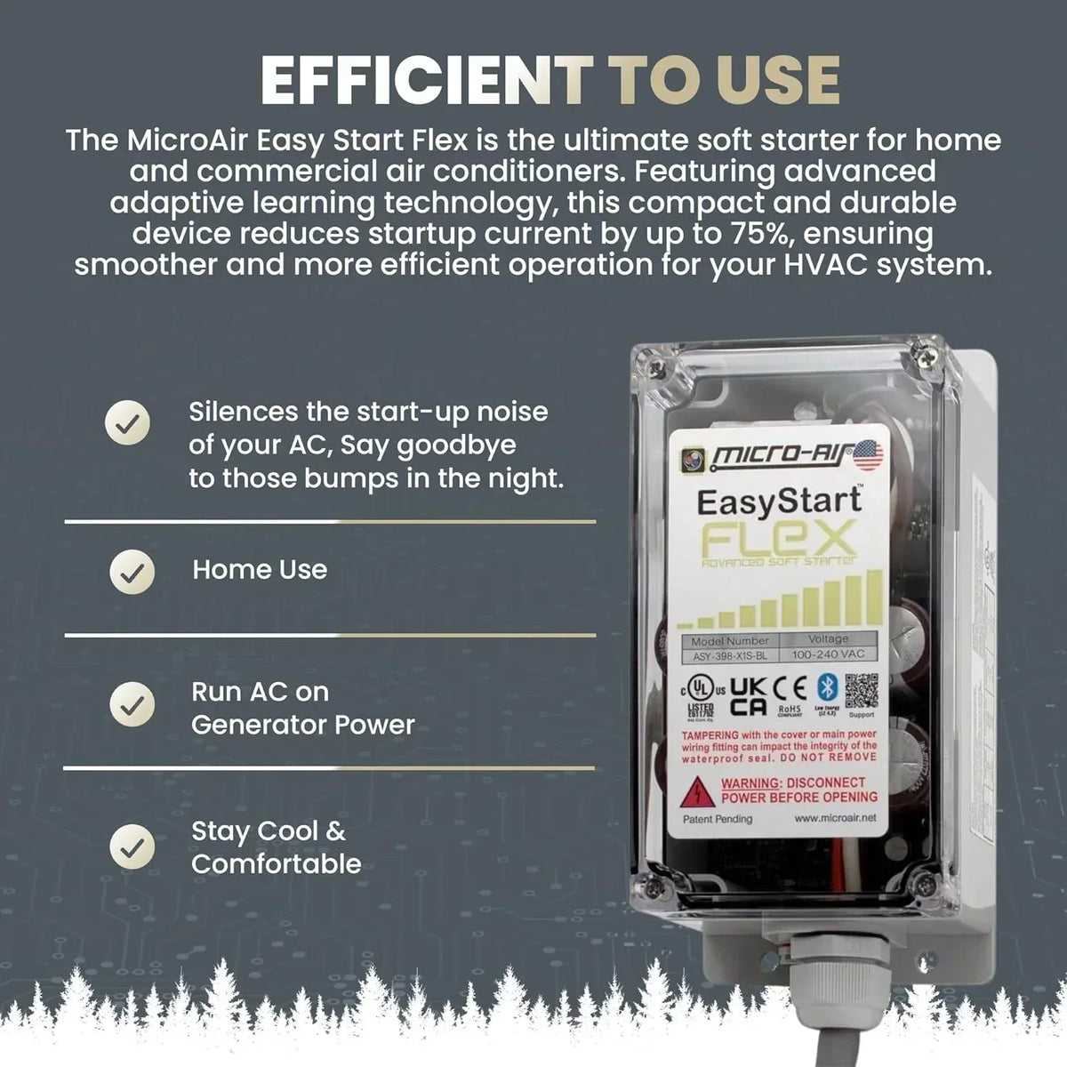 Micro-Air HVAC Soft Start Kit, Bluetooth, Up To 6 Tons - EasyStart FLEX 398